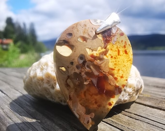 Indonesian amber with inclusion, origin Sumatra, Indonesia, pendant, 3.5cm, 925 silver attachment