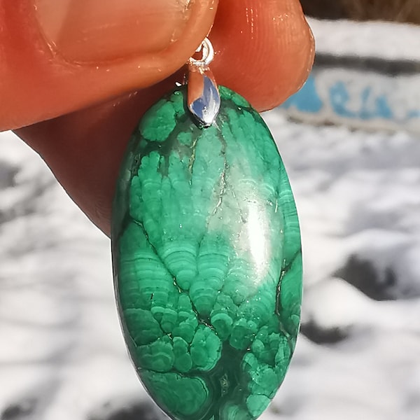 Malachite, pendentif, 4cm, 11grammes, pierre naturelle, top qualité AAA