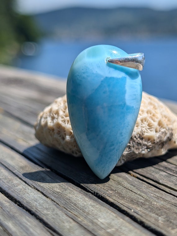 高品質 ラリマー ハートペンダント ネックレス silver925 3-13