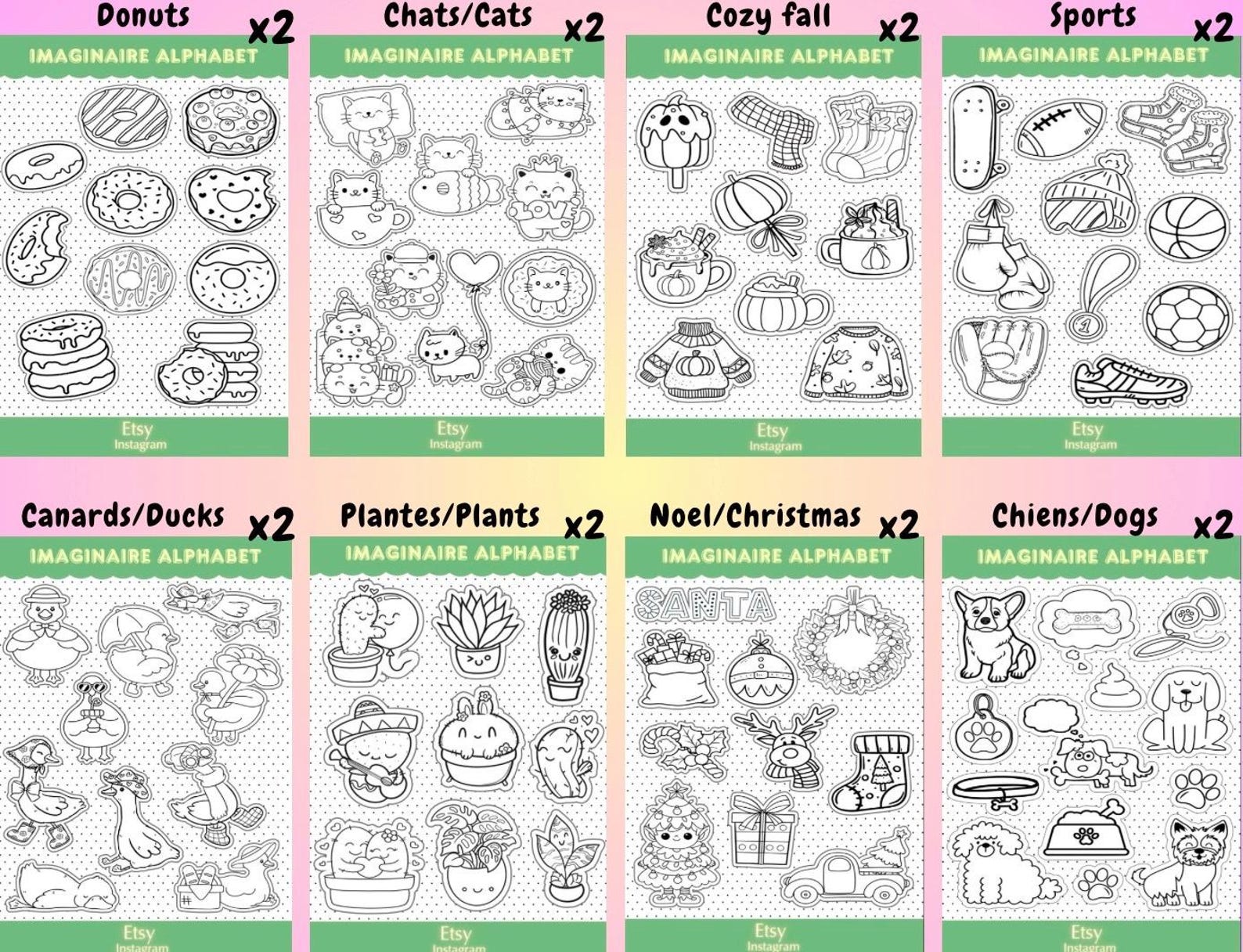 Color Your Own Stickers, DIY Sticker Pack, Colorable Planner Stickers ...