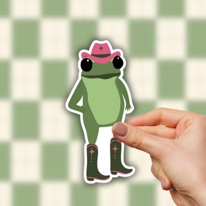 Adesivo rana cowboy, adesivo rana divertente, rana stivale da cowboy, adesivo Yeehaw, regalo per gli amanti delle rane, decorazione per diario Kindle per laptop