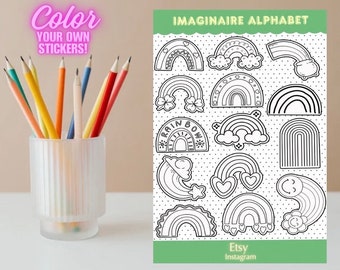 Color your own stickers, DIY sticker pack, colorable planner stickers, self care activity, kids activity, mental health craft