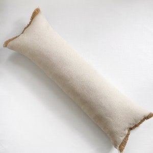 Oversized lumbar pillow cover, Neutral linen and cotton oversized lumbar pillow for bed, Body pillow case, Extra long lumbar cushion cover