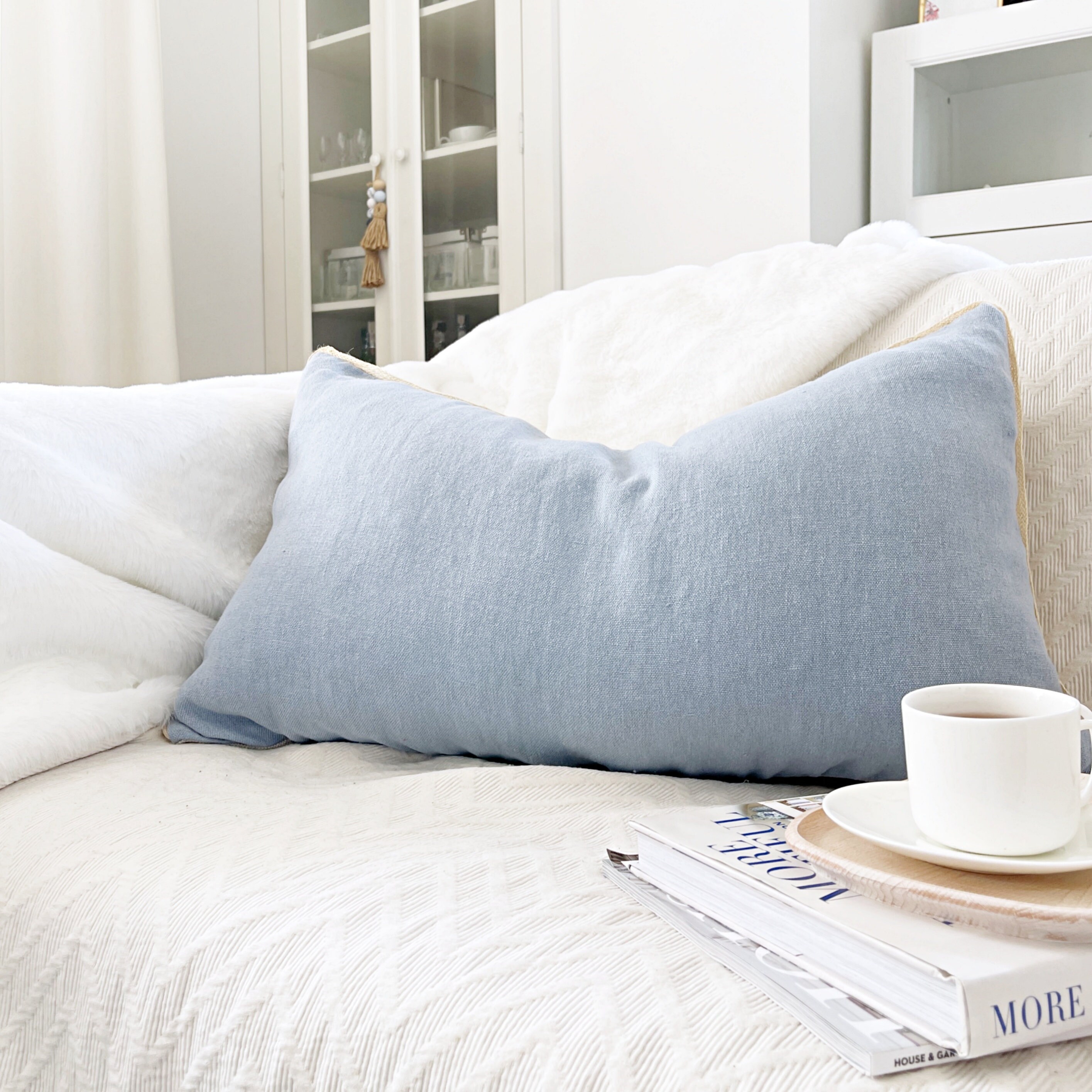 Large linen lumbar pillow cover Textured long lumbar cushion Etsy