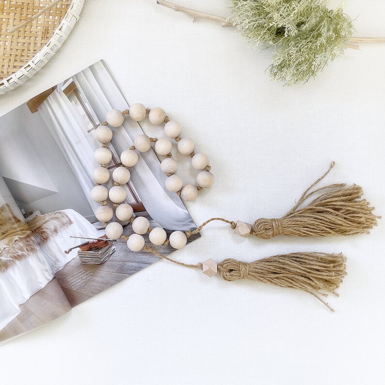 Whitewashed Decorative Beads for Coffee Table Coastal Wooden Etsy