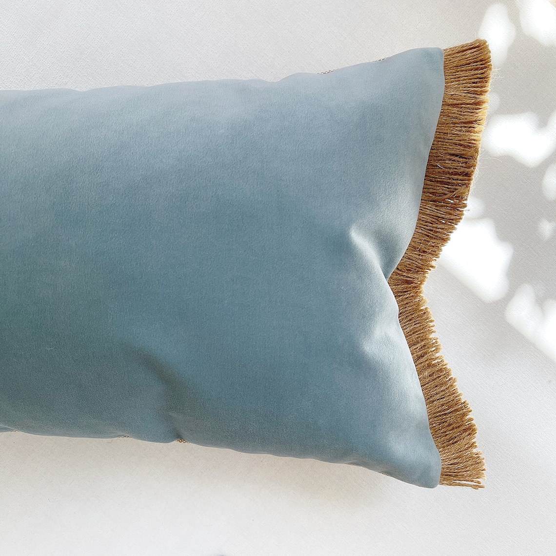 Oversized lumbar pillow cover Light blue velvet oversized Etsy