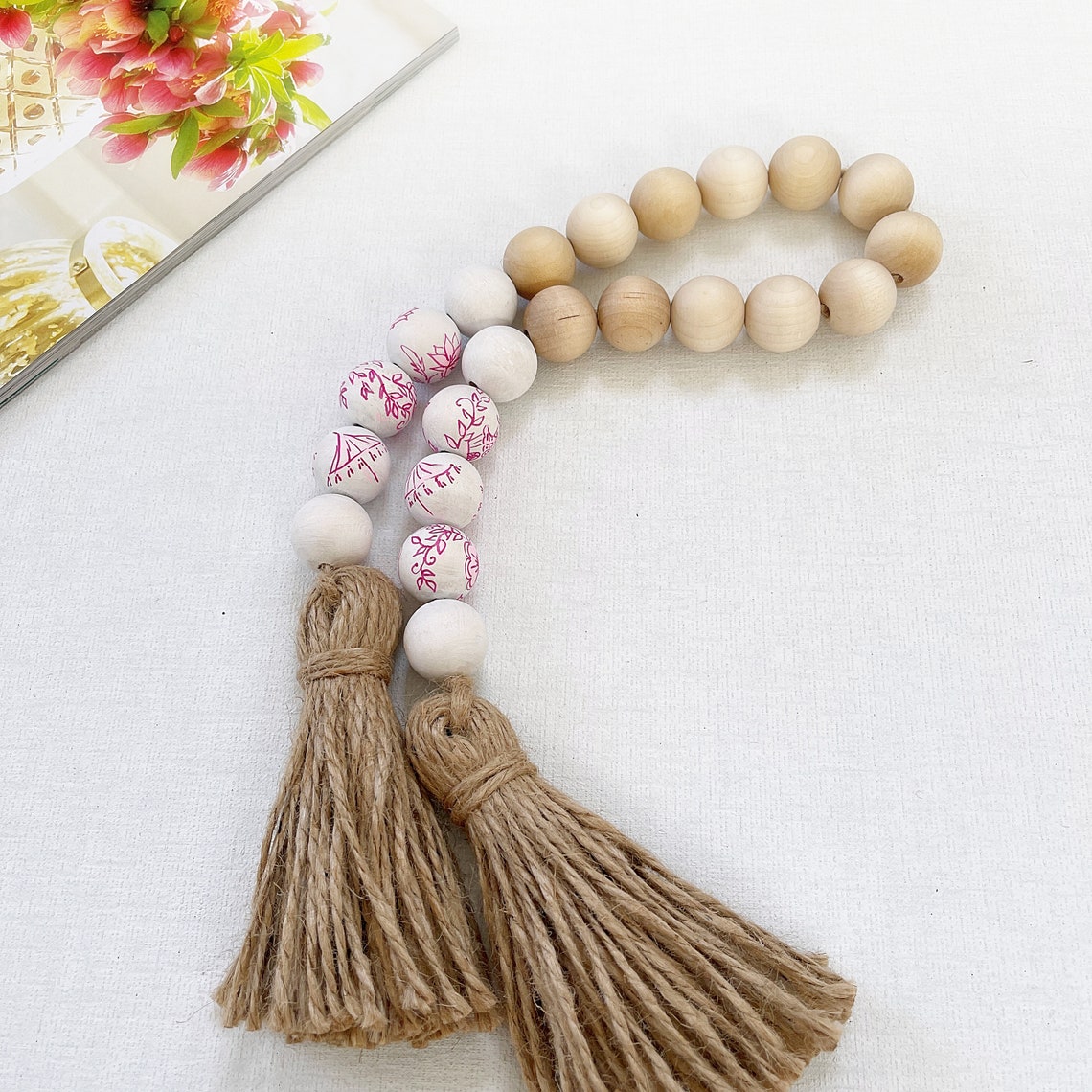 Pink Decorative Beads for Coffee Table Fuchsia Chinoiserie Etsy