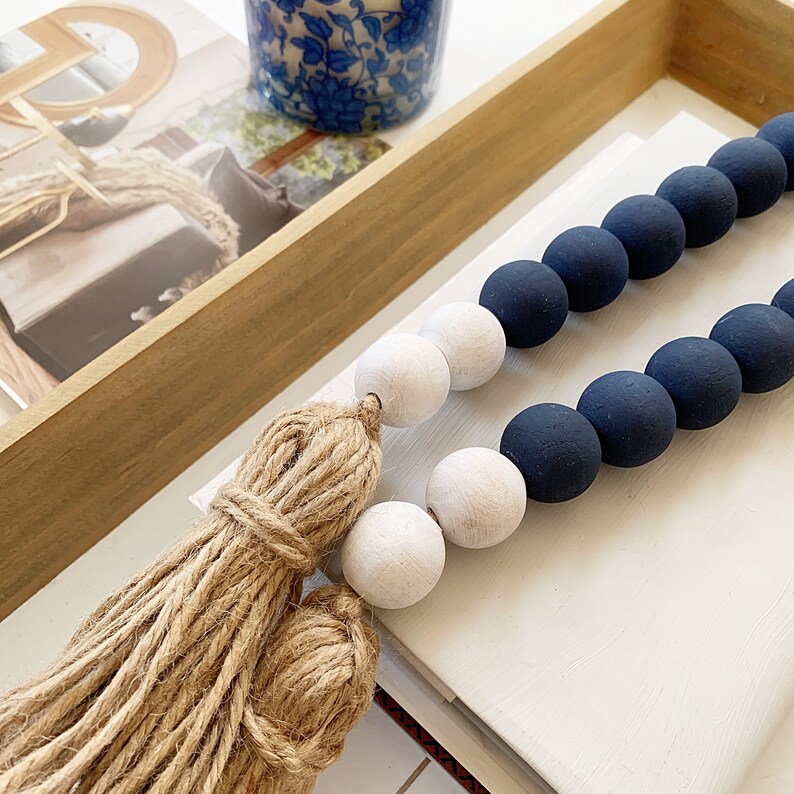 Navy blue coffee table beads Classic blue yacht club decor Etsy