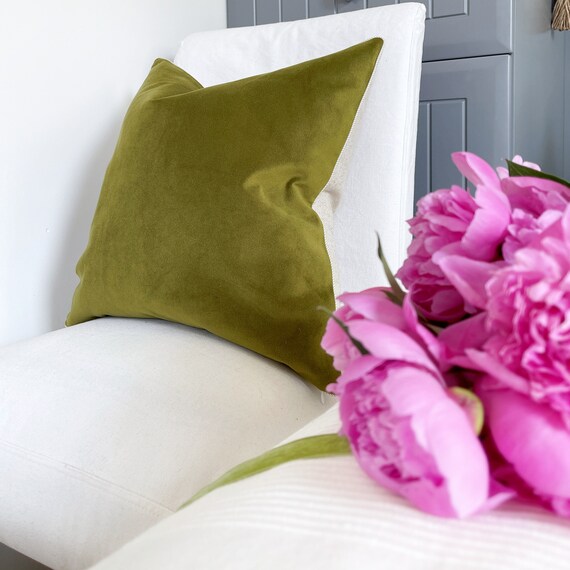 Moss Green Pillow Cover With Piping Moss Green Velvet Pillow