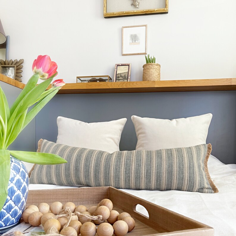 Blue Oversized Lumbar Pillow Cover XL Long Lumbar Pillow Etsy