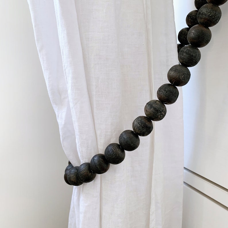2 Wooden bead curtain tiebacks Teen boy curtain tie backs Etsy
