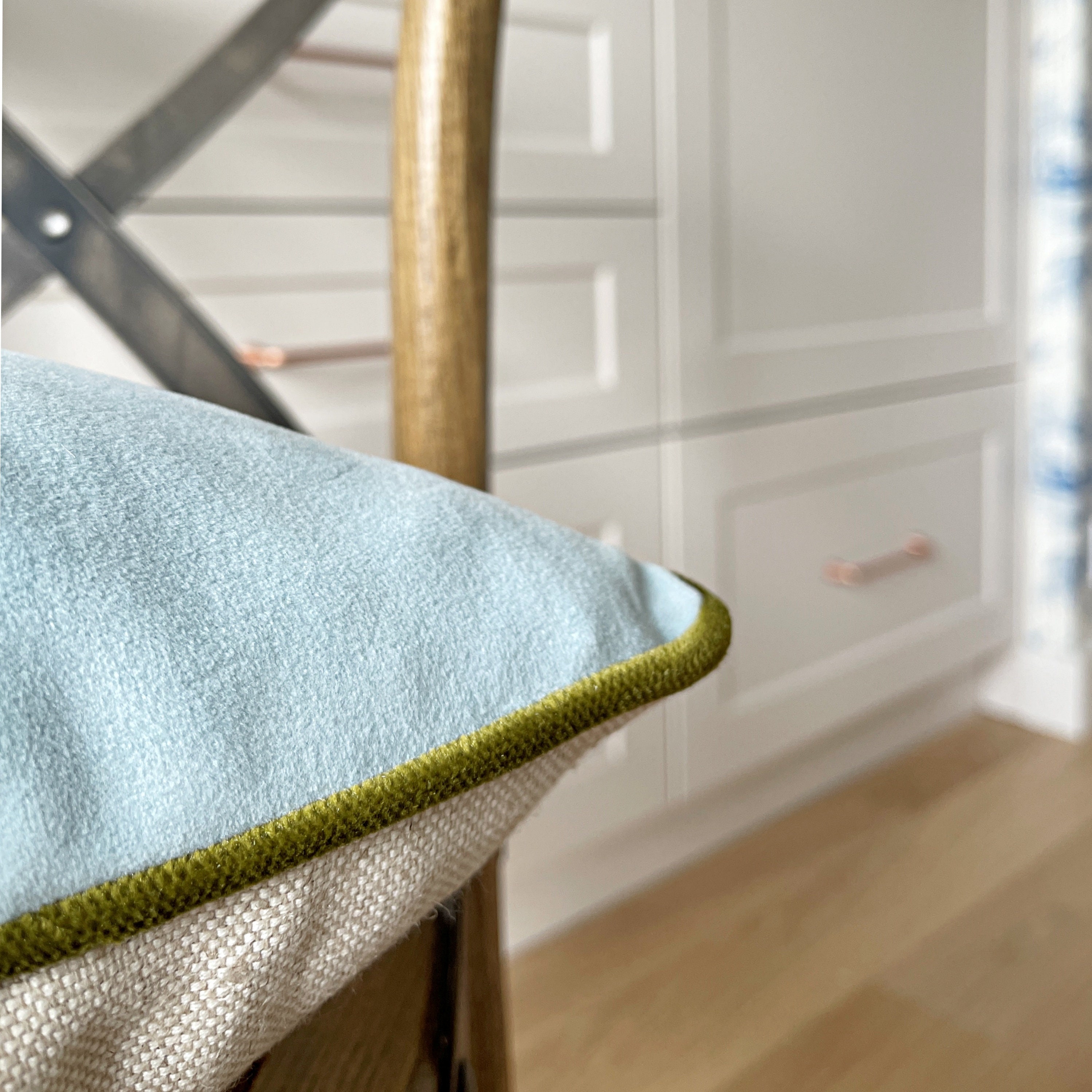 Light blue velvet lumbar pillow sale