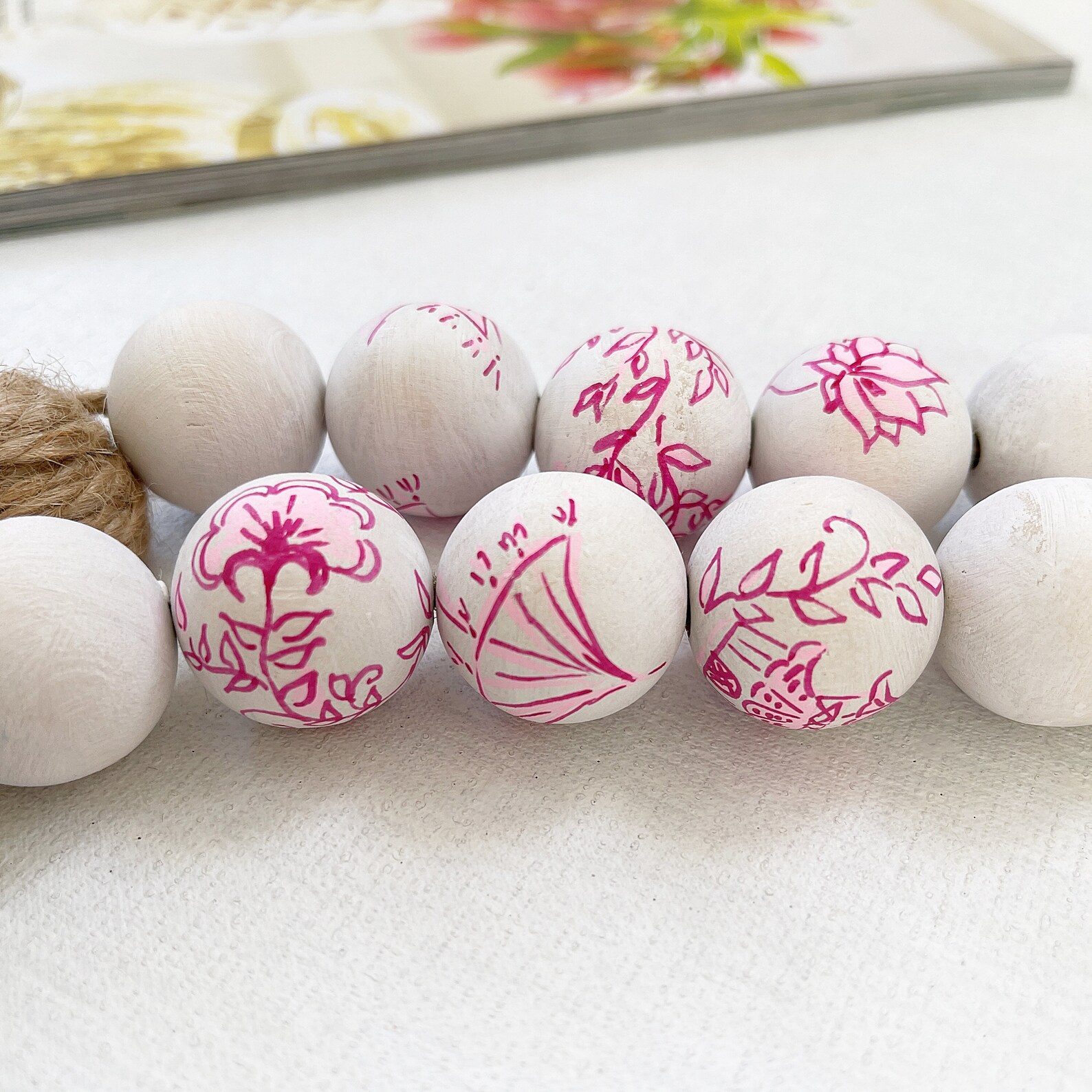 Pink Decorative Beads for Coffee Table Fuchsia Chinoiserie Etsy