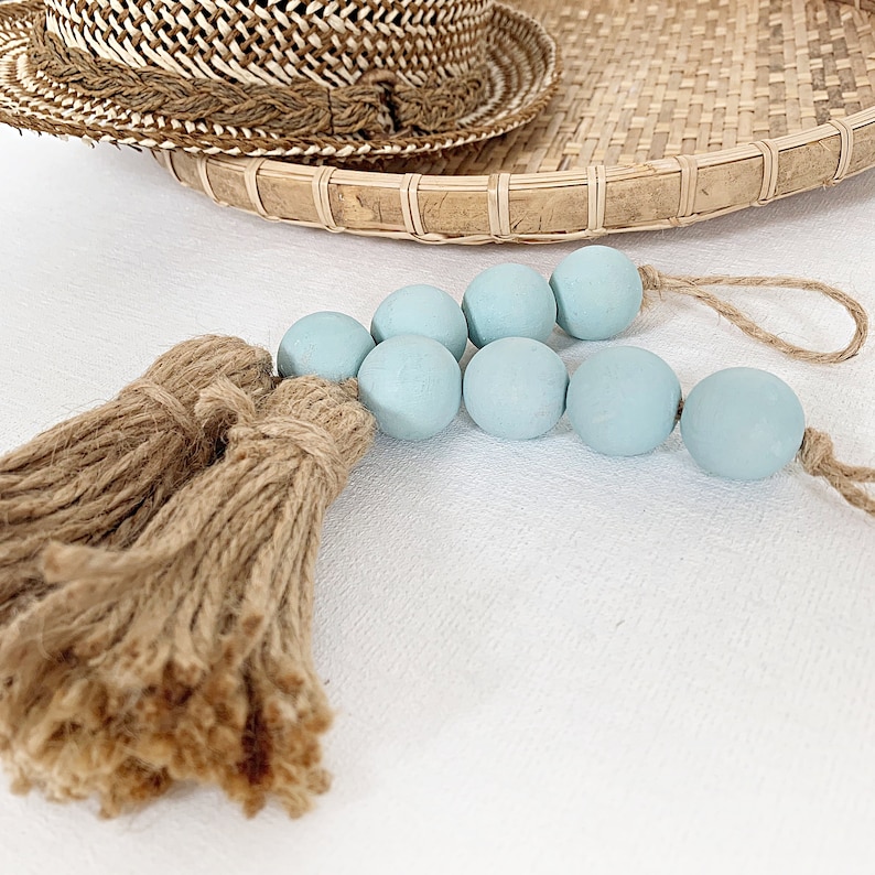 4 Sea Glass Blue Door Knob Hangers Quiet Please Door Tassels Etsy