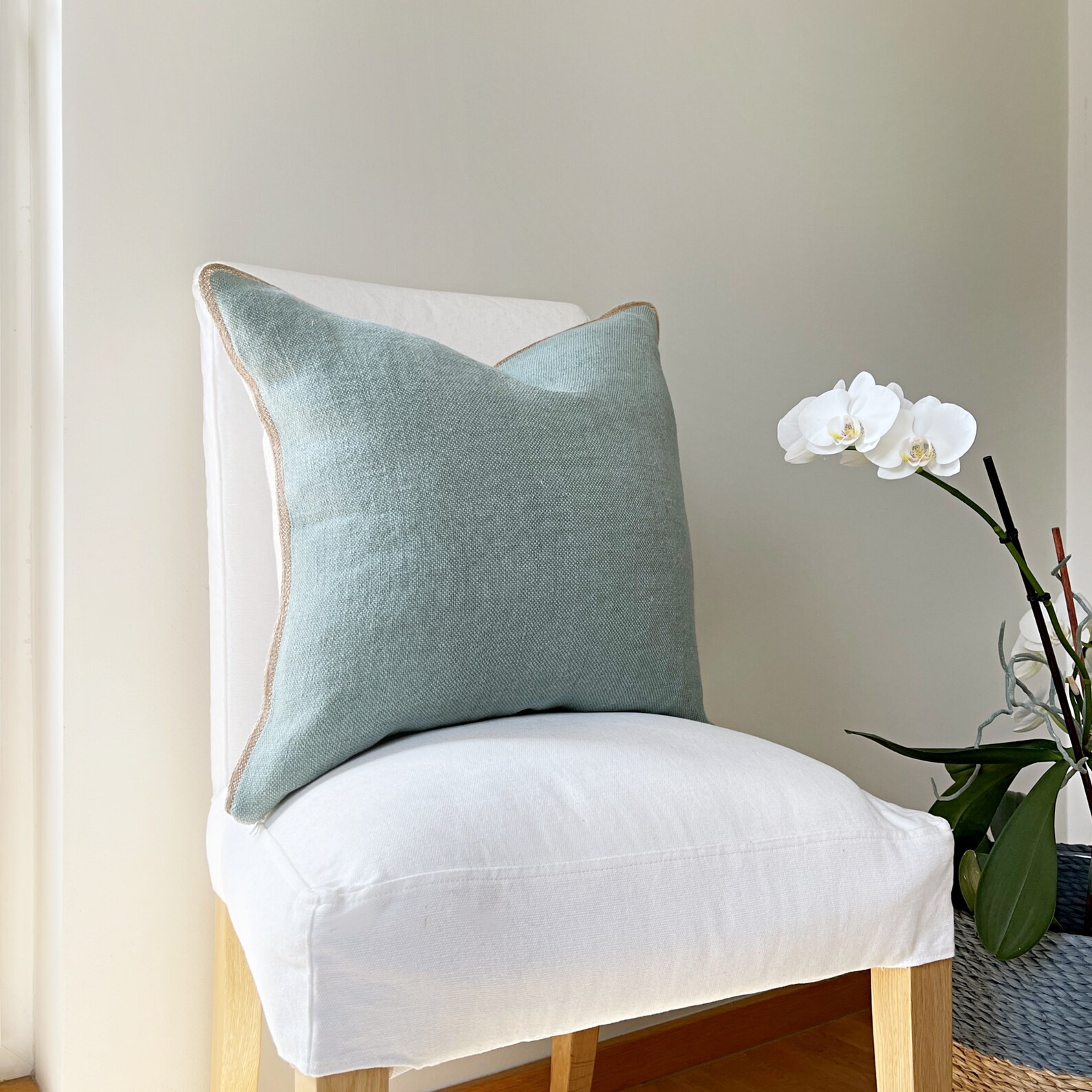 Sage Green Pillow Cover Natural Linen and Jute Sage Green Etsy