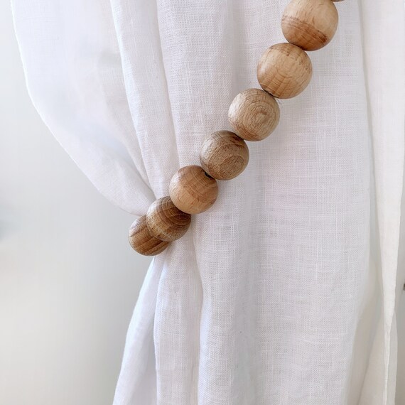 2 Modern Farmhouse Beads Curtain Ties Wooden Bead Garlands Etsy