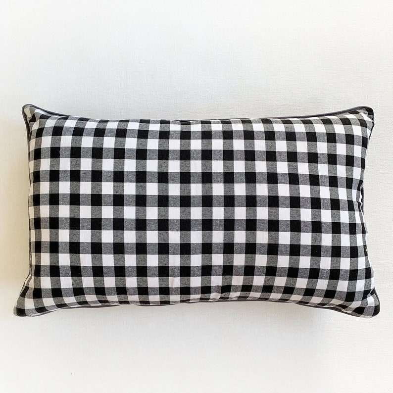 Charcoal gray striped linen pillow cover Dark grey lumbar Etsy