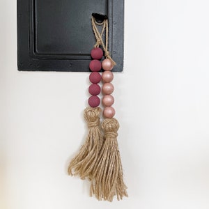 Ruby Red Beaded Door Knob Tassels: Monkey Knot Jute Hangers - Set of 4