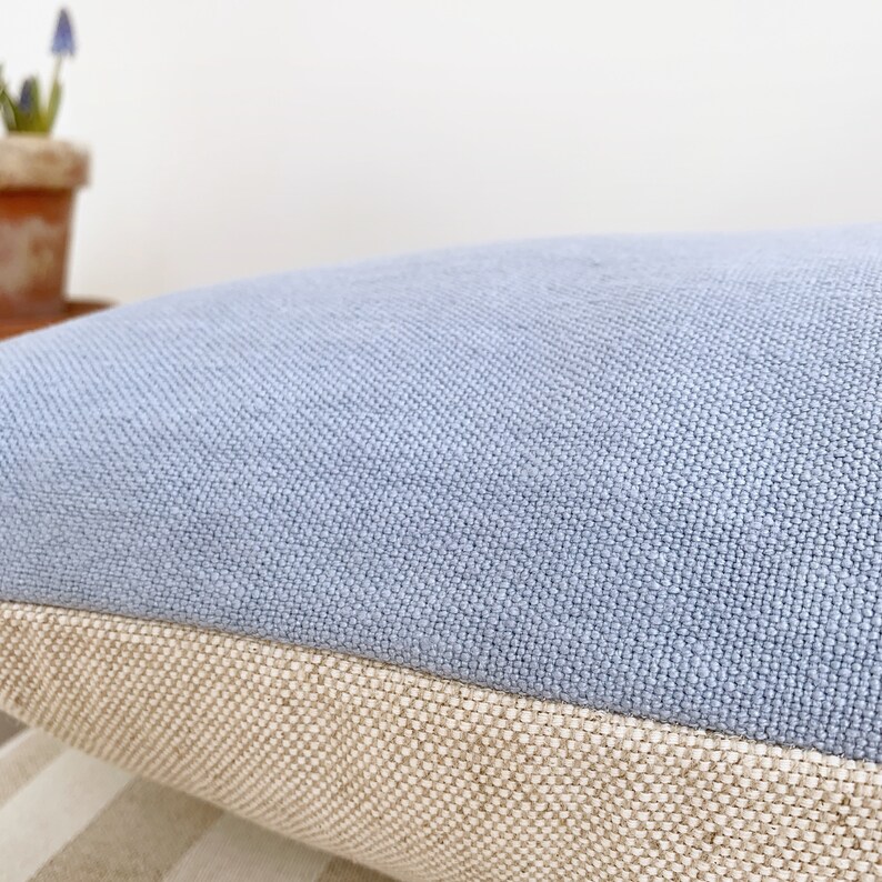 Sky Blue Pillow Cover Textured Linen Lumbar Pillow Cover Etsy