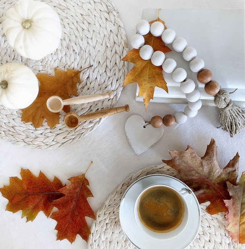 Coffee table bead garland with tassel and decorative heart Etsy