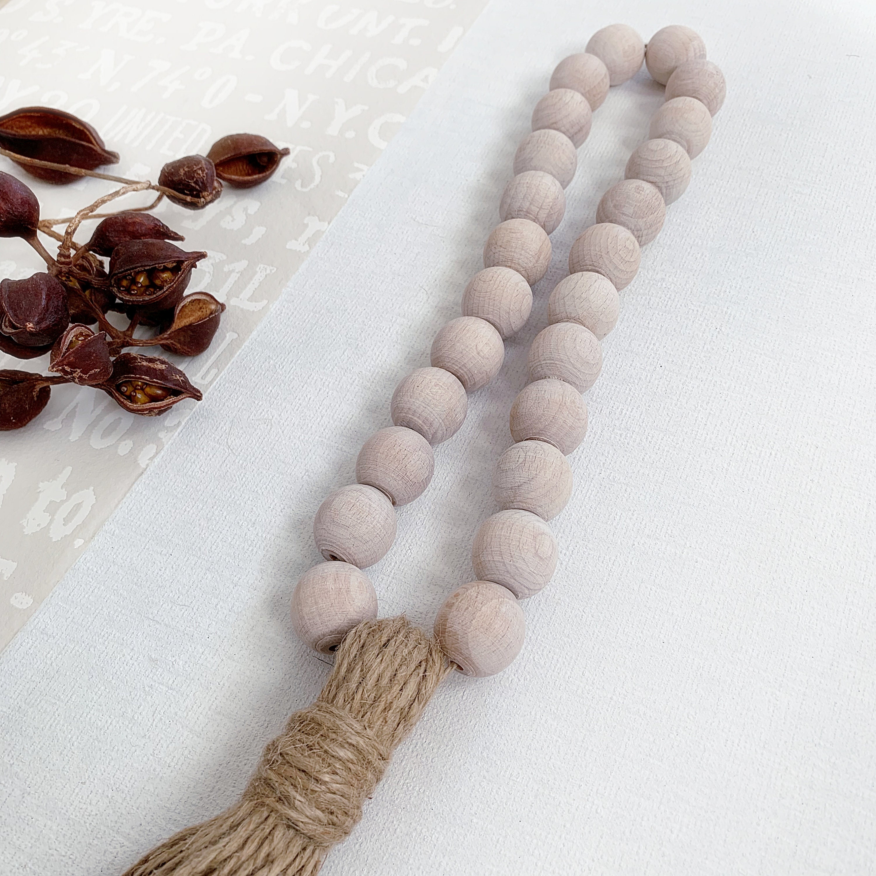 Christmas Decorations Garland Cheap Wood Beads Bulk Pale Gray Wood