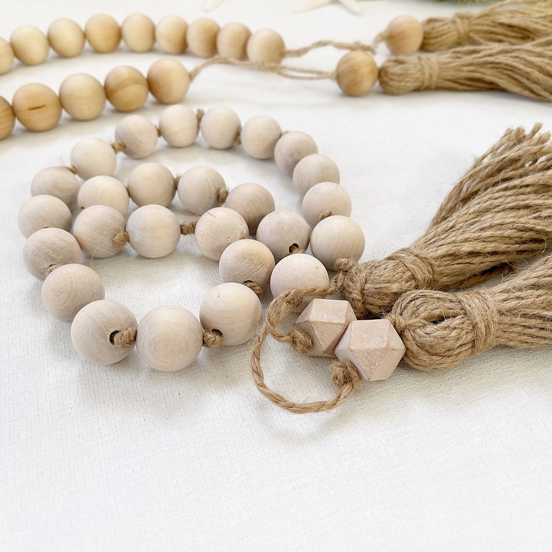 Whitewashed Decorative Beads for Coffee Table Coastal Wooden Etsy