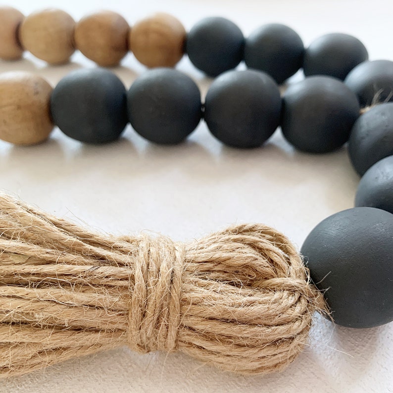 Large wooden bead garland for wall decor Black wood bead | Etsy