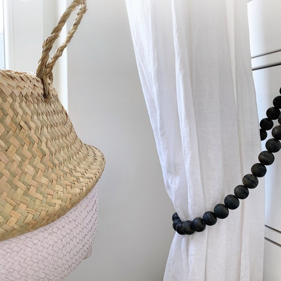 2 Wooden Bead Curtain Tiebacks Teen Boy Tie Backs 2 Wooden Bead Curtain Tiebacks Teen Boy, Wood Bead Curtain