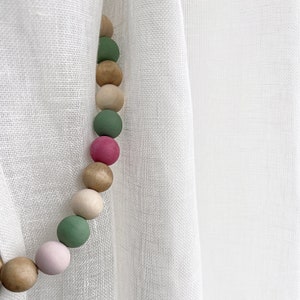 Floral Beaded Curtain Tiebacks: Nursery Decor, Jute Twine