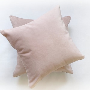 Pale pink velvet pillow cover with piping, Dusty rose piped pillow case, Blush velvet Euro sham cushion cover, Queen or king bed pillow case