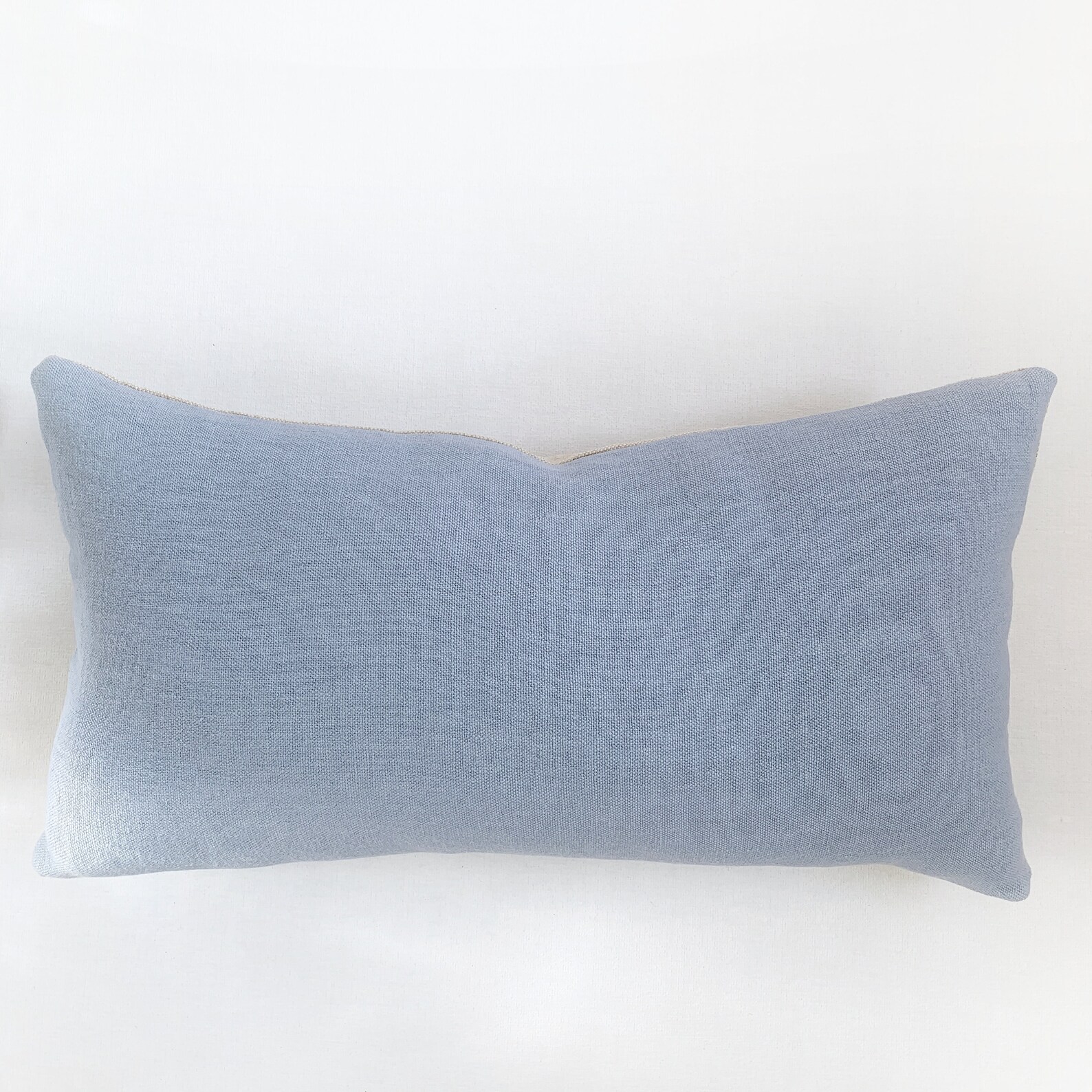 Sky Blue Pillow Cover Textured Linen Lumbar Pillow Cover Etsy