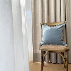 Coastal blue velvet pillow cover with flaged edges, Soft blue pillow cover with trim, Flanged pillow cover, Velvet cushion sham with flanges