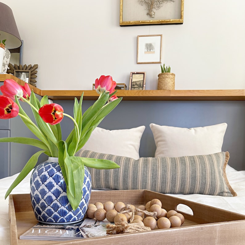 Blue Oversized Lumbar Pillow Cover XL Long Lumbar Pillow Etsy