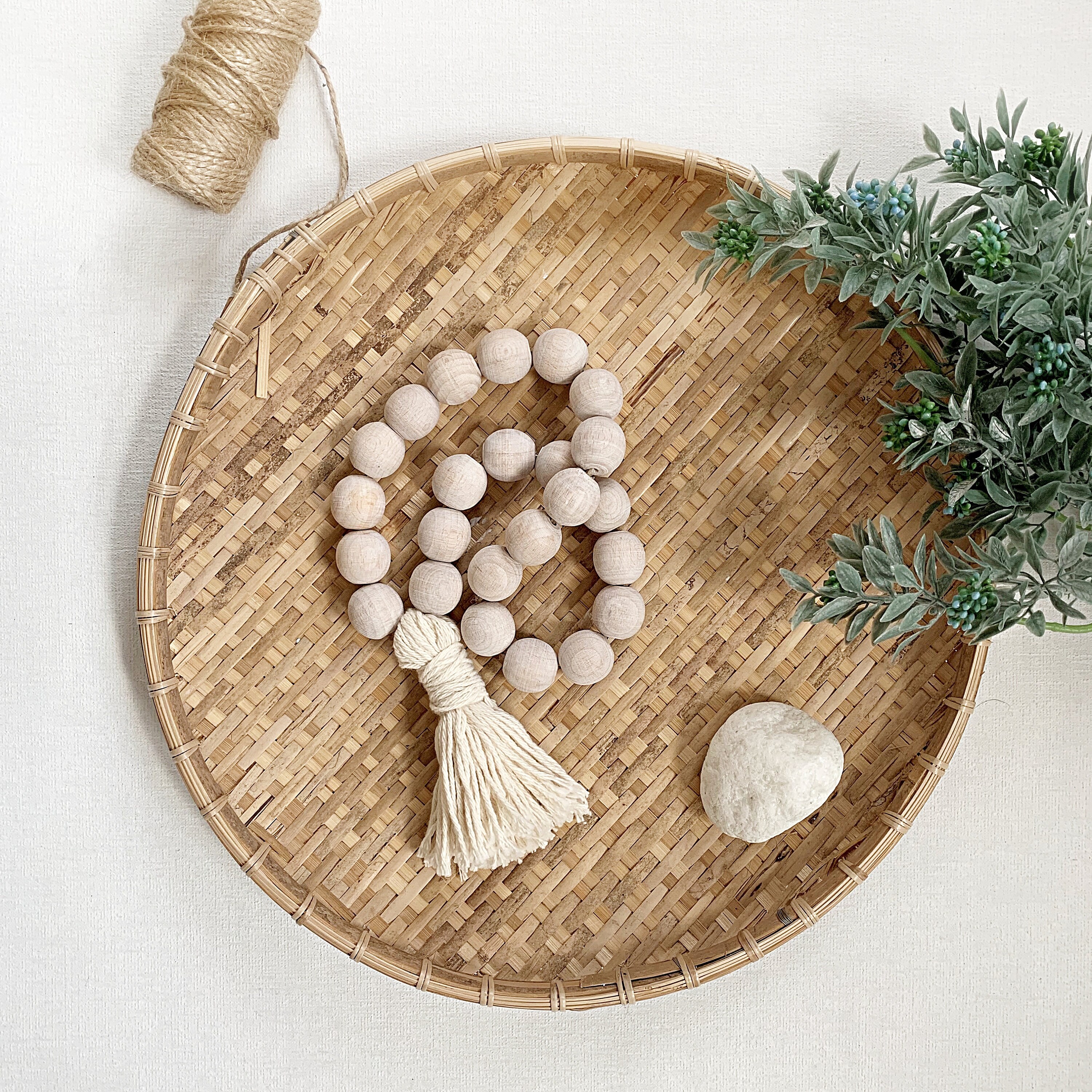 AceList 72in Large Wood Bead Garland Decorative Beads with Tassels, Long  Wooden Beads Garland, Coffee Table Decor, Perfect Boho Farmhouse Bookshelf