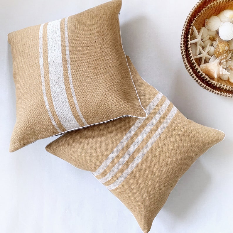 White Grain Sack Pillow Cover Modern Farmhouse Pillow Covers Etsy