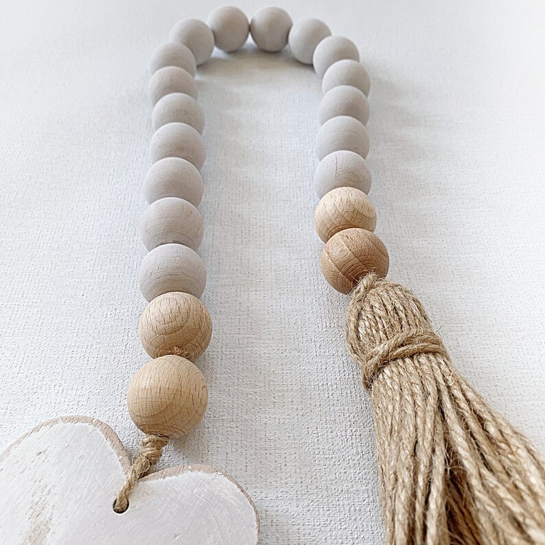 Coffee table bead garland with tassel and decorative heart Etsy