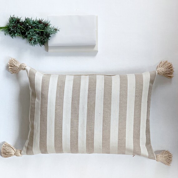 Large Lumbar Pillow Cover For Beach Themed Bedroom Taupe Etsy