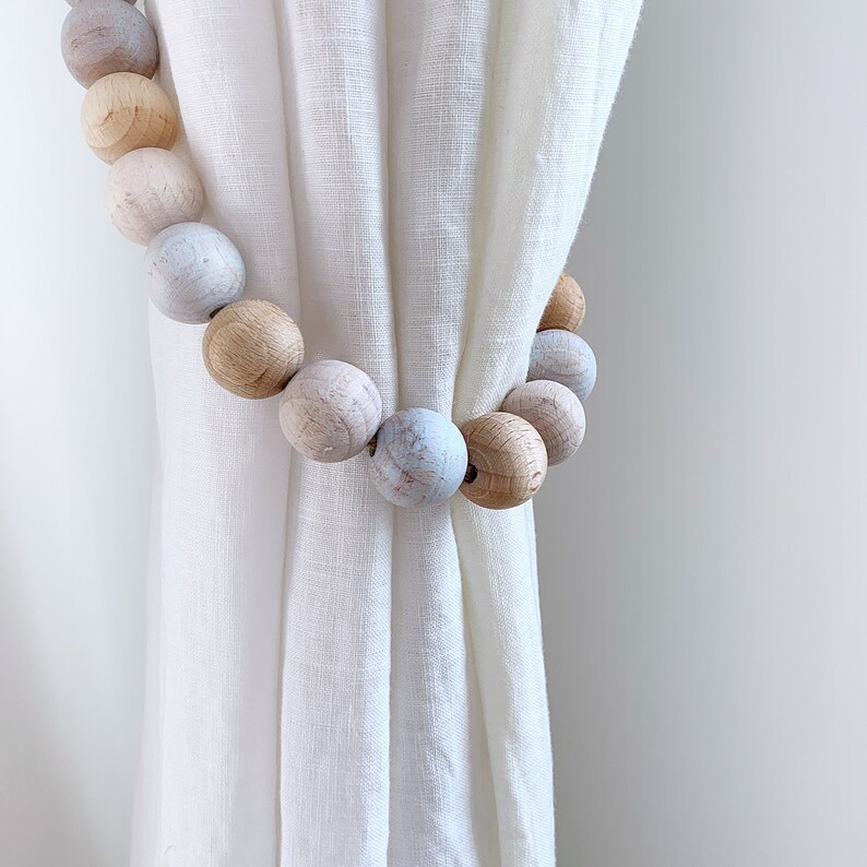 2 Baby Blue Curtain Tie Backs Boy Nursery Decor Dusty Blue Etsy