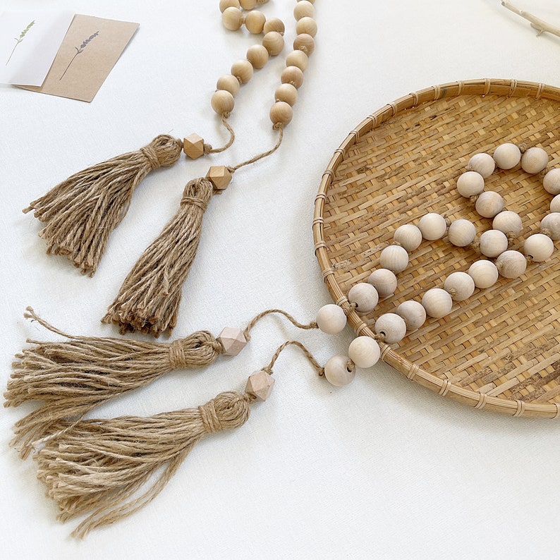 Whitewashed Decorative Beads for Coffee Table Coastal Wooden Etsy