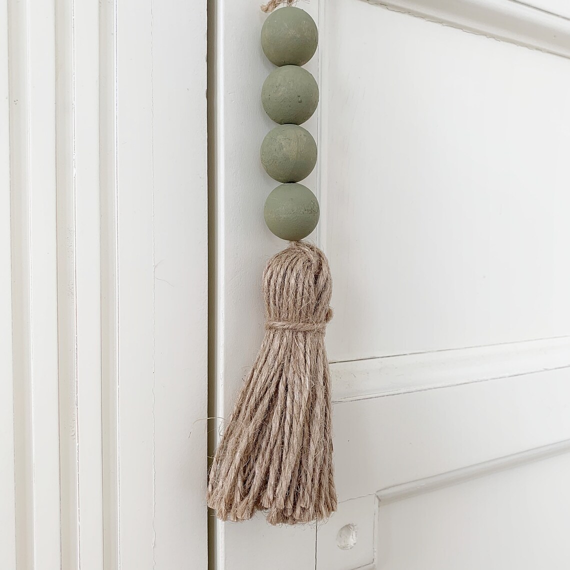4 Door knob tassel with wood bead garland Drawer pull tassel Etsy