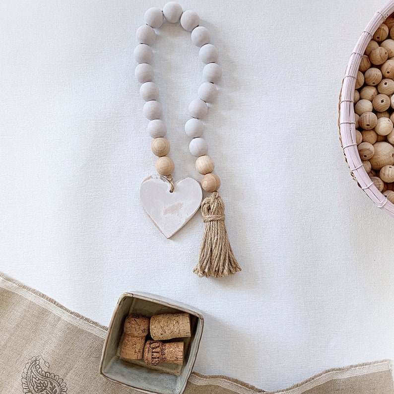 Coffee table bead garland with tassel and decorative heart Etsy