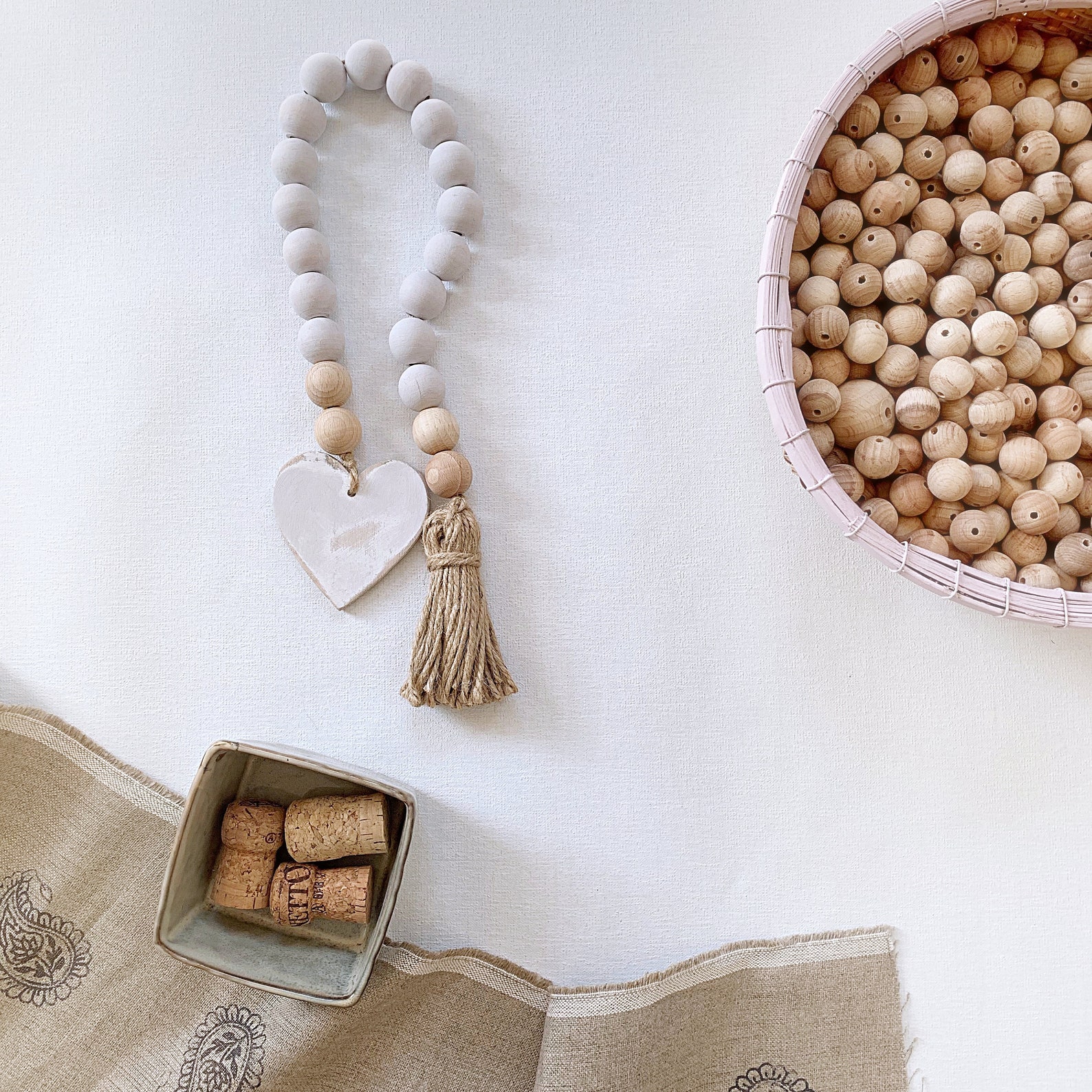 Coffee table bead garland with tassel and decorative heart Etsy