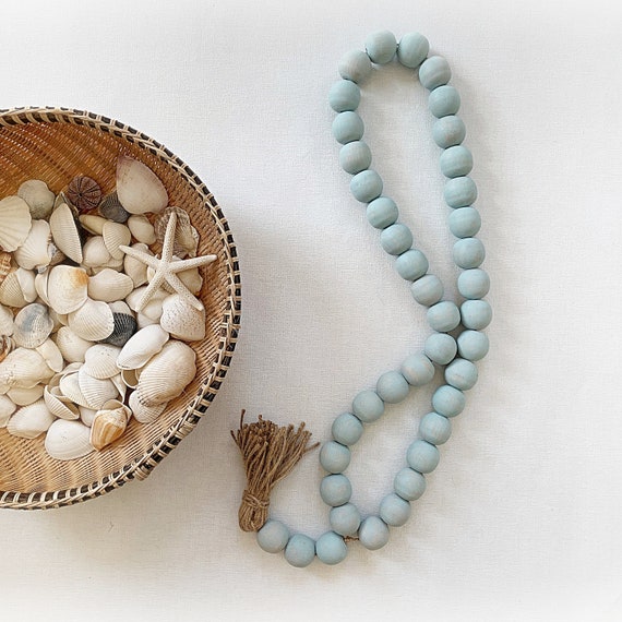 Turquoise Oversized Wood Bead Garland For Wall Hanging Aqua Etsy
