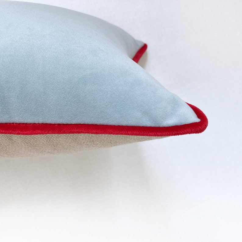 Sky Blue Velvet Lumbar Pillow Cover Baby Blue Velvet Pillow Etsy