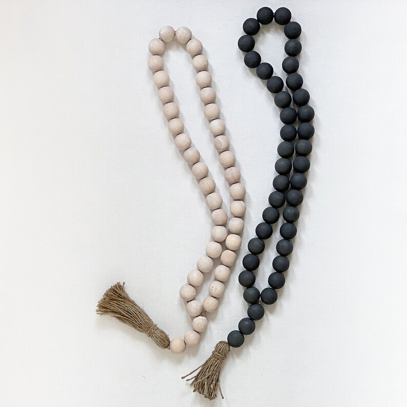 Large Wooden Bead Garland Black Wood Bead Garland With - Etsy
