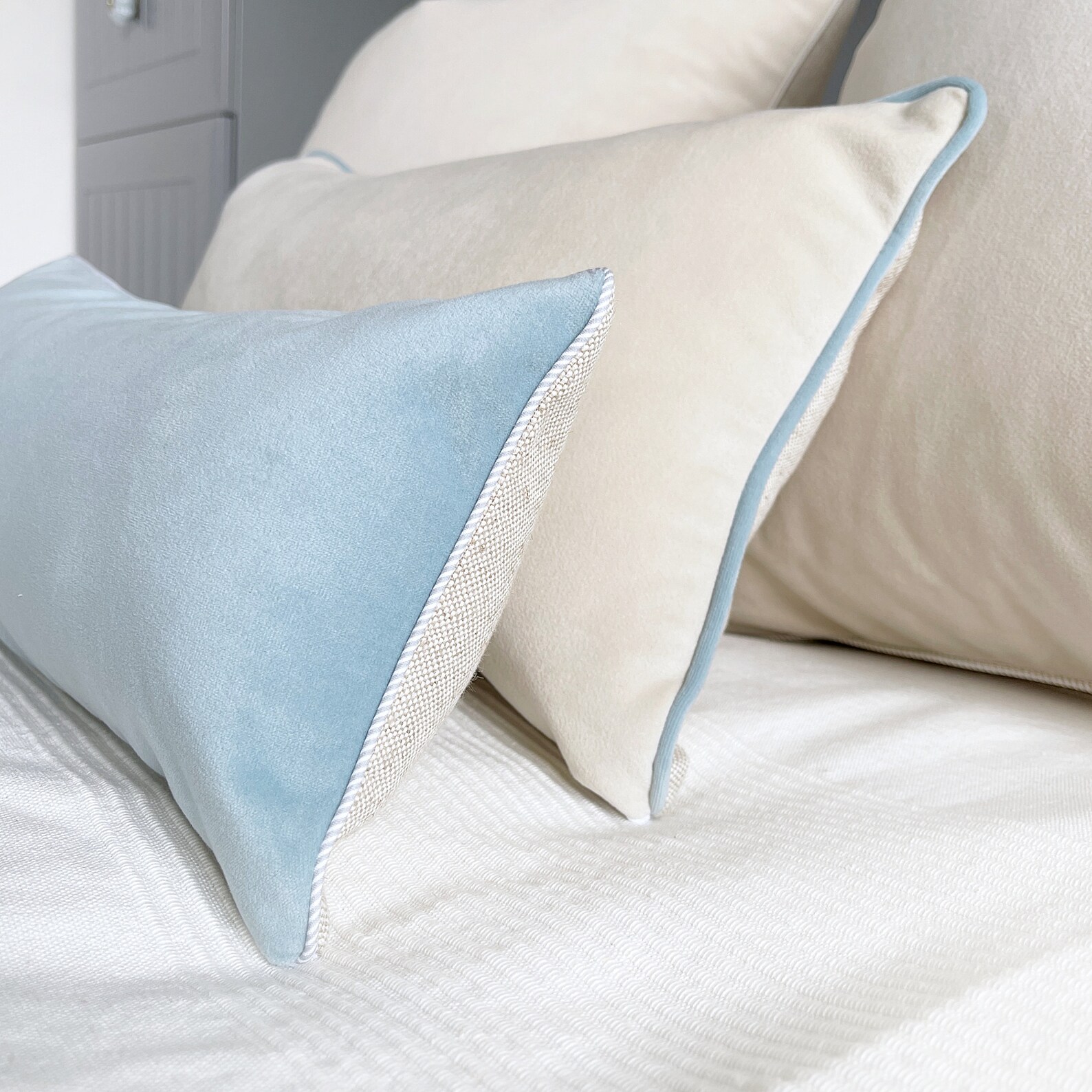 Cream Velvet Lumbar Pillow Cover Ivory Velvet Pillow Case Etsy