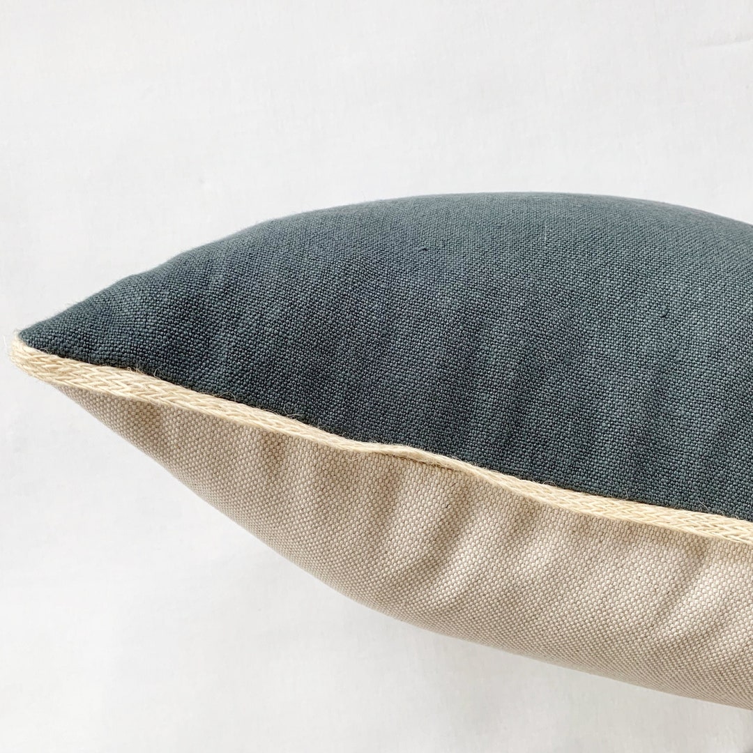 Hamptons Style Throw Pillow Cover for Bedroom, Deep Navy Blue Pillow