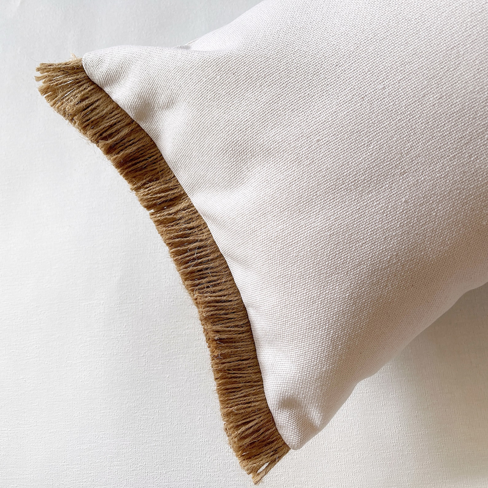 Creamy White Oversized Lumbar Pillow Cover Fringed Extra Long Etsy UK