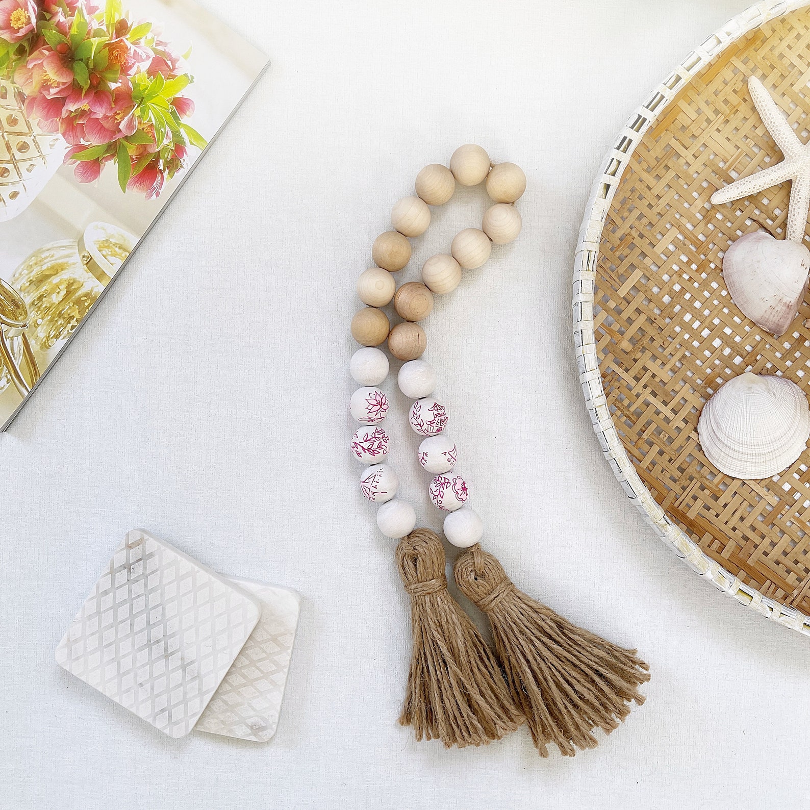 Pink Decorative Beads for Coffee Table Fuchsia Chinoiserie Etsy