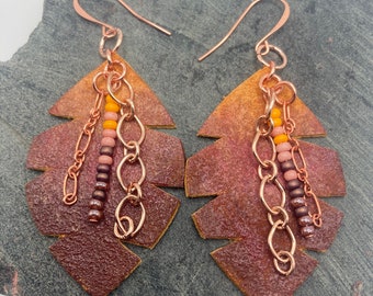 Boucles d'oreilles Fire Sunset : fabrication amérindienne anishinaabe